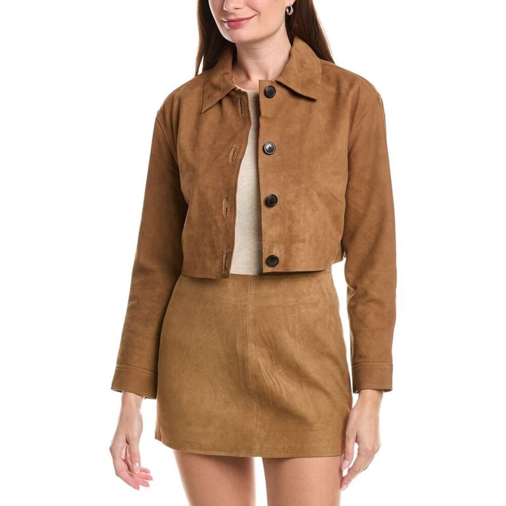 Walter Baker Womens Suzette Leather Jacket, Brown
